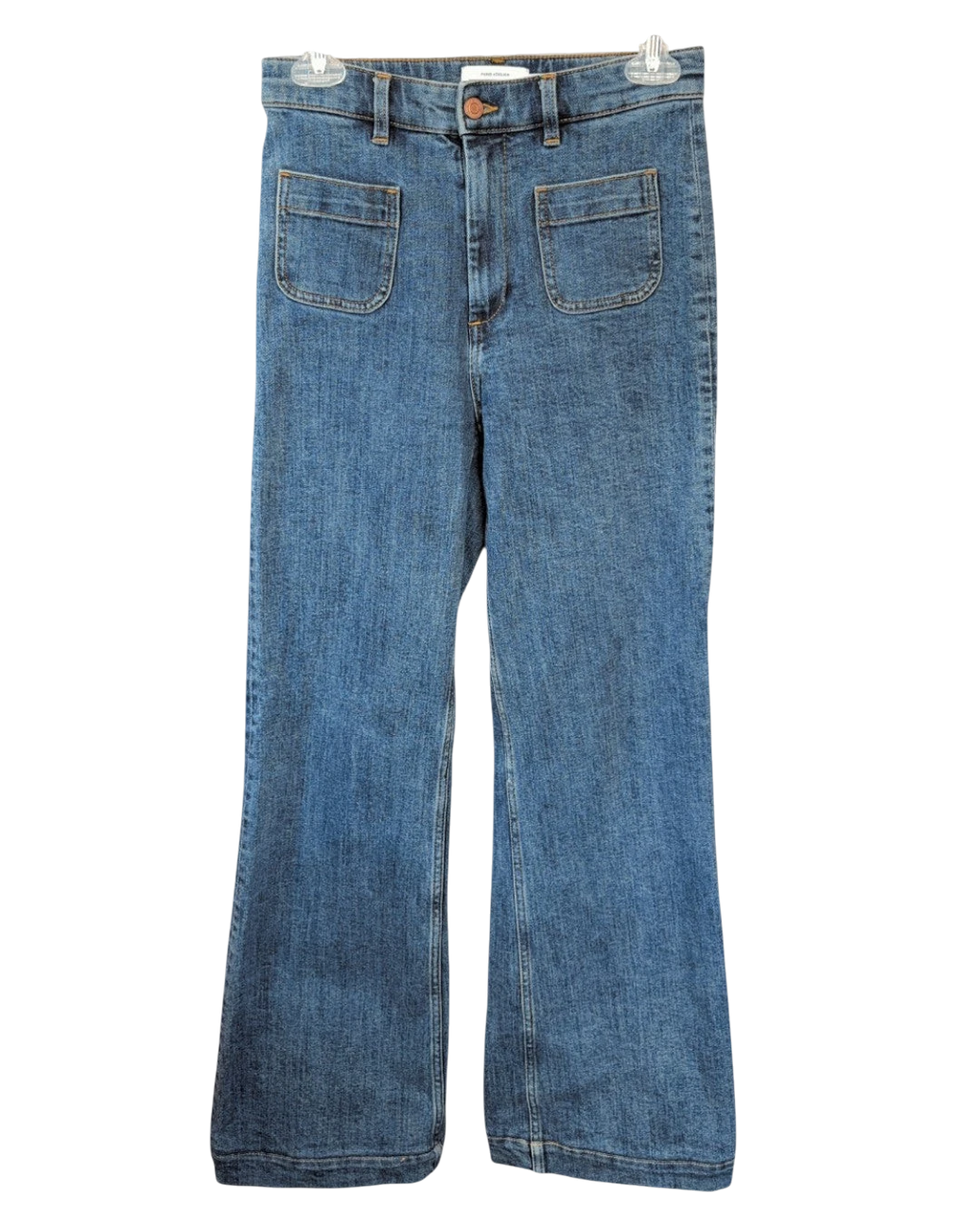 Paris Atelier High-Waisted Wide-Leg Patch Pocket Jeans