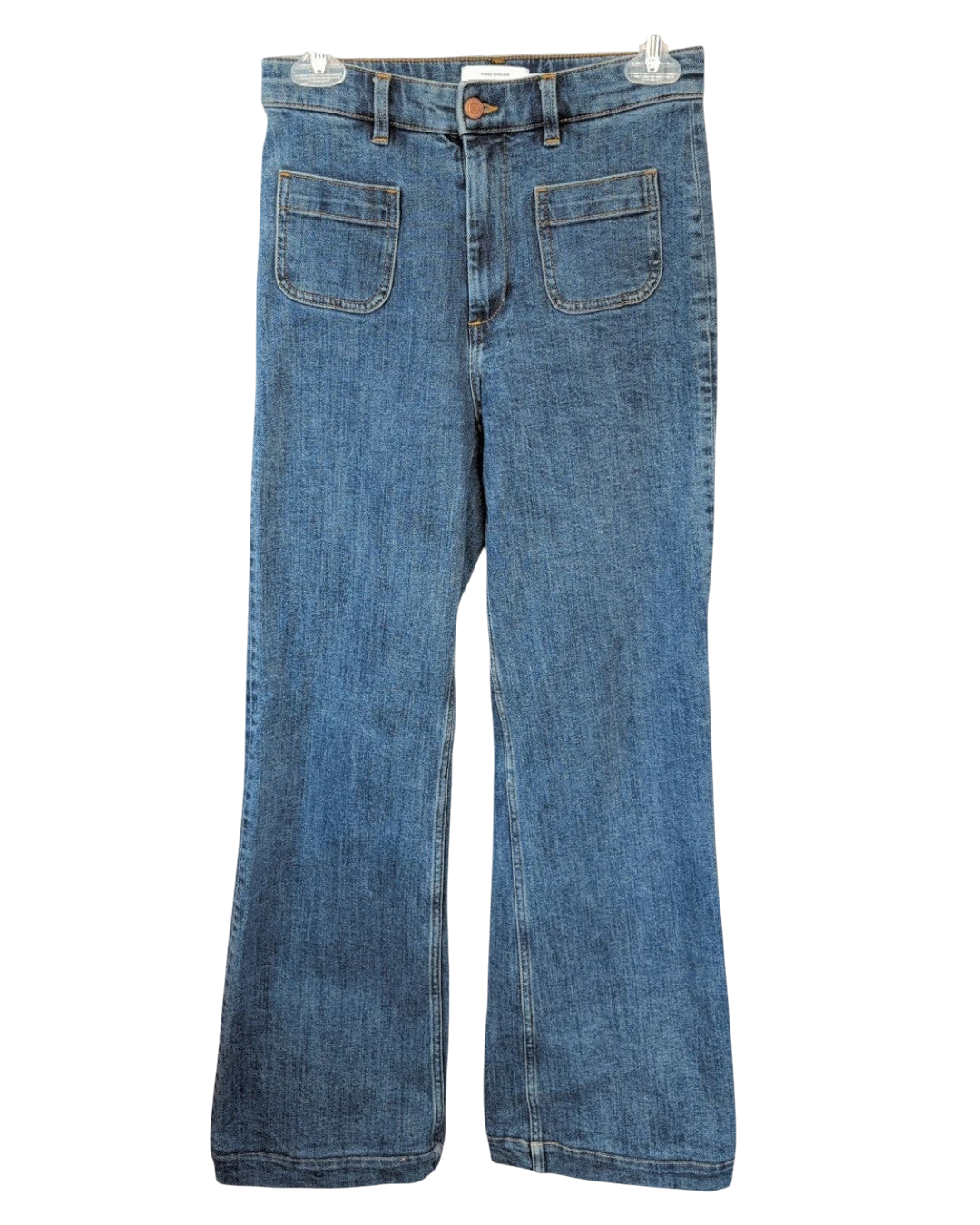 Paris Atelier High-Waisted Wide-Leg Patch Pocket Jeans