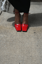 Gianna Meliani Red Patent Leather Square Toe Slingback Pumps