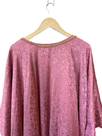 Modify Thrift mauve pink jacquard kaftan with a tonal damask pattern and gold beaded neckline detail.