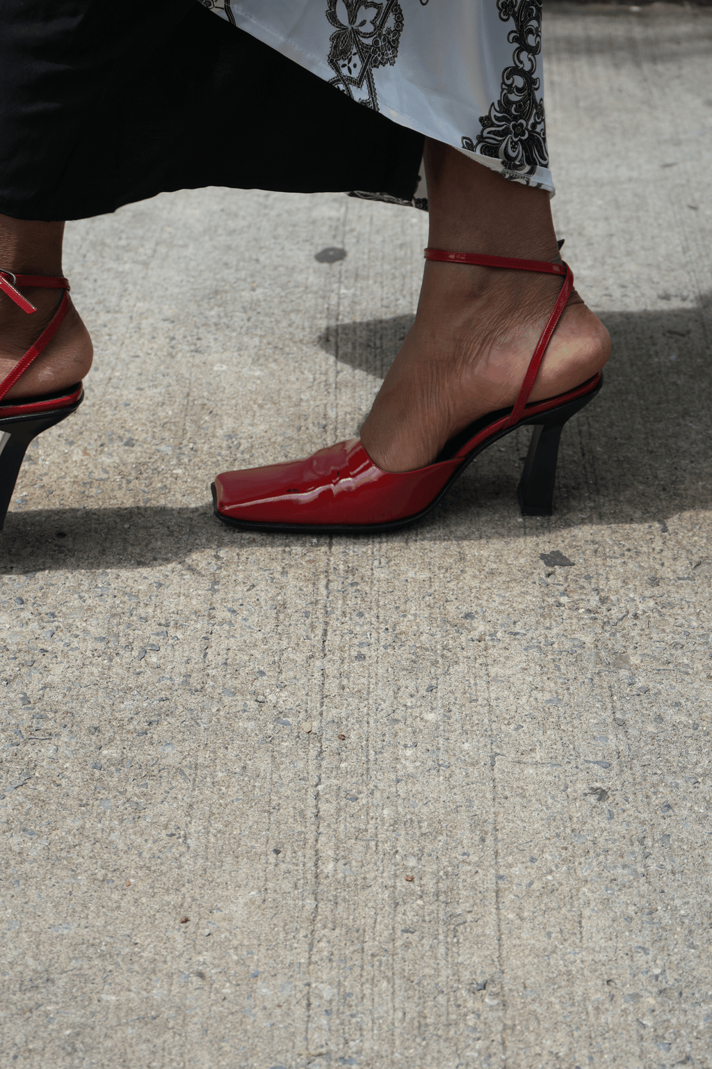 Gianna Meliani Red Patent Leather Square Toe Slingback Pumps