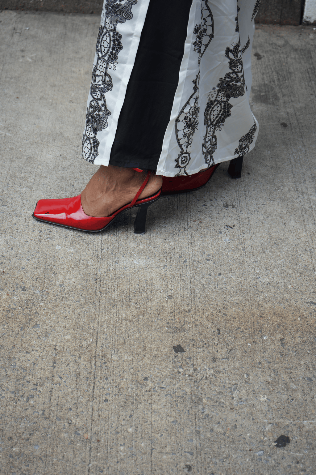 Gianna Meliani Red Patent Leather Square Toe Slingback Pumps