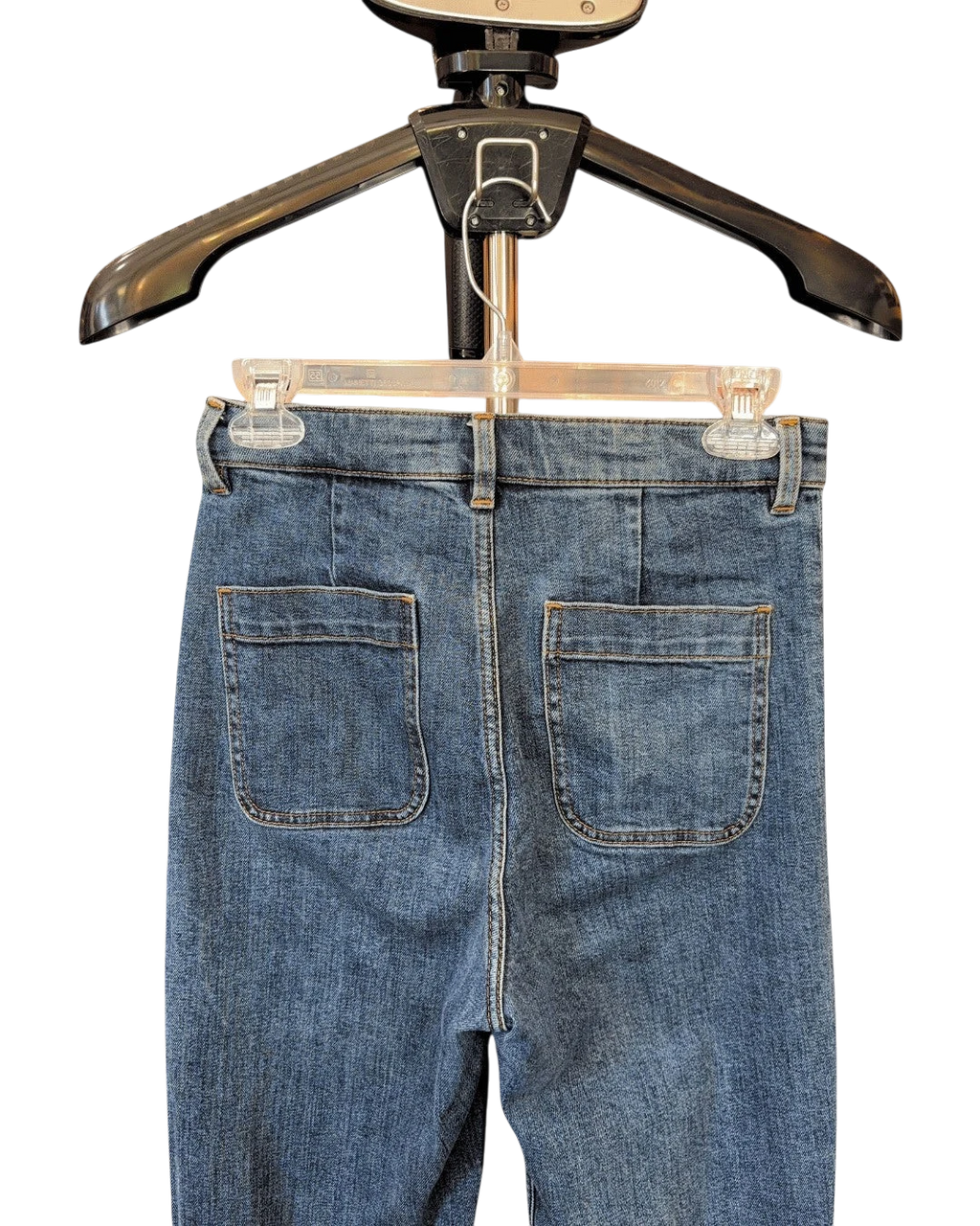 Paris Atelier High-Waisted Wide-Leg Patch Pocket Jeans
