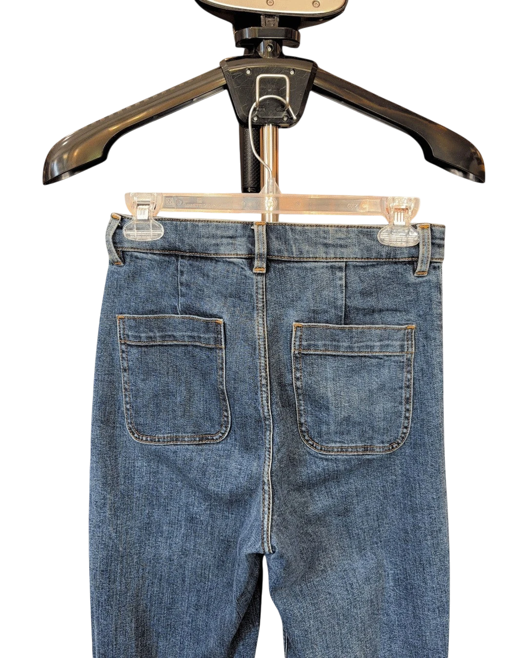 Paris Atelier High-Waisted Wide-Leg Patch Pocket Jeans