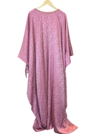 Modify Thrift mauve pink jacquard kaftan maxi dress with flowing kimono sleeves and intricate beaded neckline detail