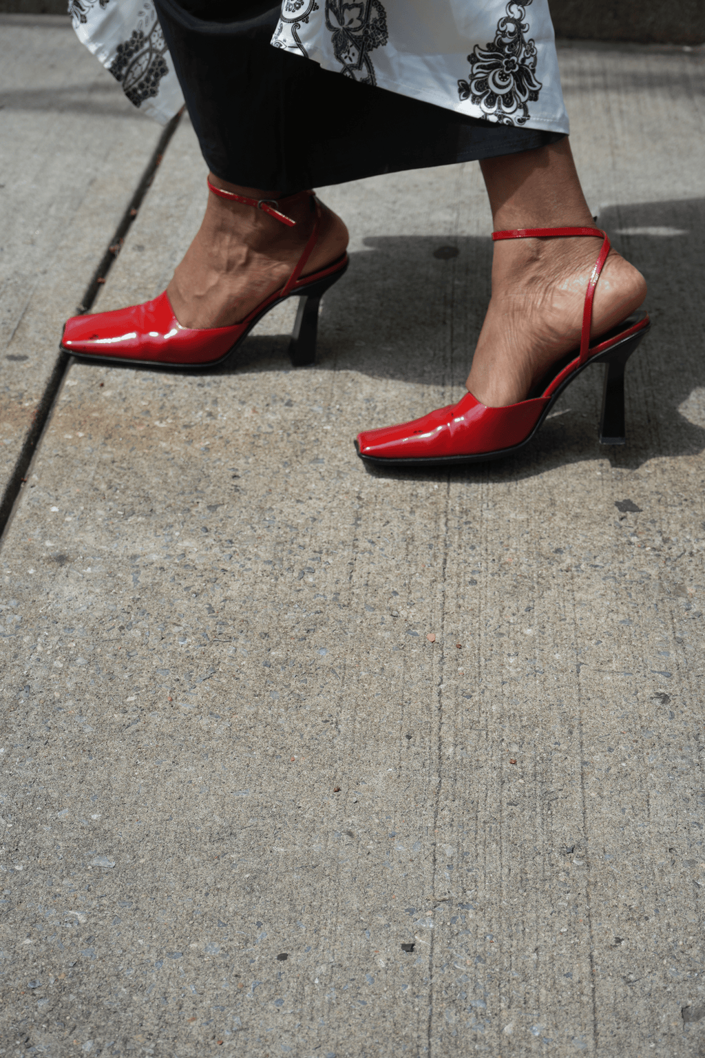 Gianna Meliani Red Patent Leather Square Toe Slingback Pumps