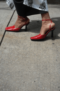 Gianna Meliani Red Patent Leather Square Toe Slingback Pumps