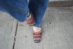 Boho Embroidered Denim Square-Toe Mules