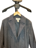 Modify Thrift vintage Jones New York charcoal grey metallic tweed double-breasted overcoat with wide notch lapels