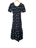 Black Floral & Paisley Print Smocked Midi Dress