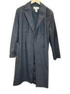 Modify Thrift vintage Jones New York charcoal grey metallic tweed double-breasted overcoat with notch lapels