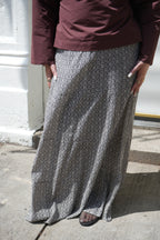 Black & White Floral Print Maxi Skirt