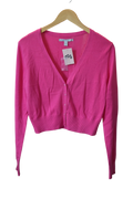 Old Navy Bright Pink Cropped V-Neck Button-Up Cardigan