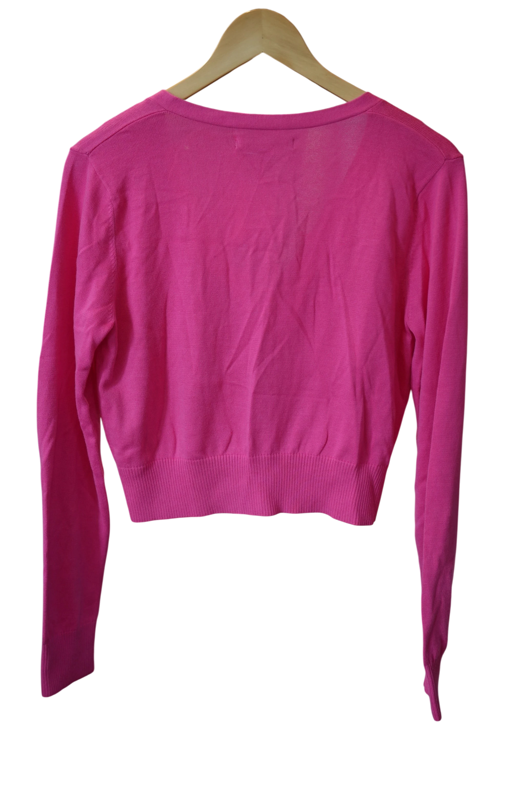 Old Navy Bright Pink Cropped V-Neck Button-Up Cardigan