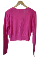Old Navy Bright Pink Cropped V-Neck Button-Up Cardigan