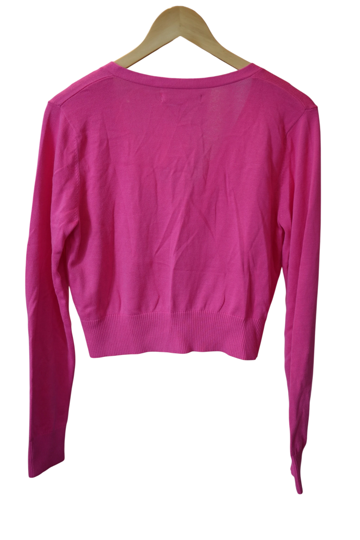 Old Navy Bright Pink Cropped V-Neck Button-Up Cardigan