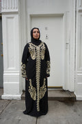 Black & Gold Moroccan-Style Embroidered Kaftan Abaya