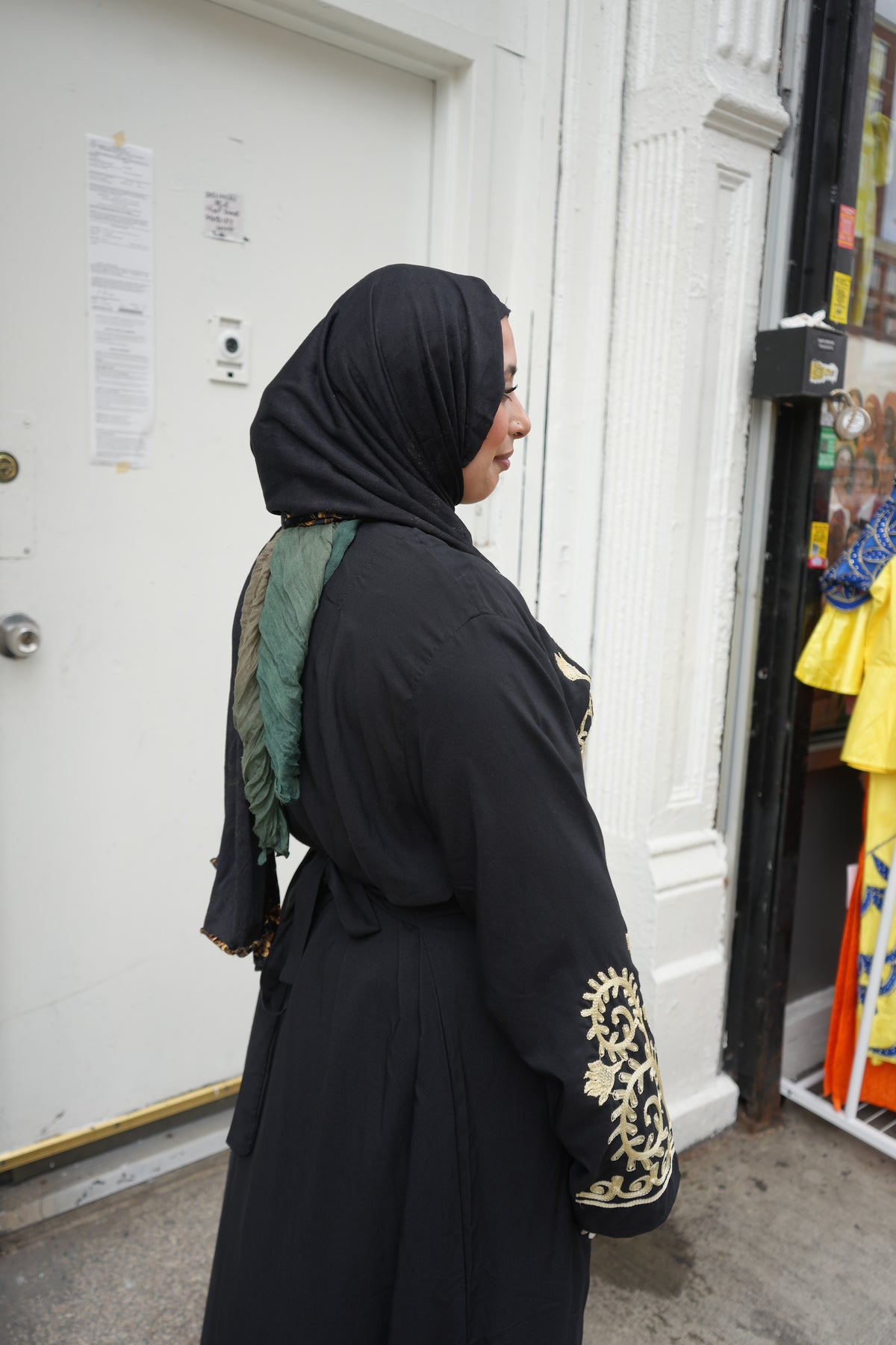 Black & Gold Moroccan-Style Embroidered Kaftan Abaya