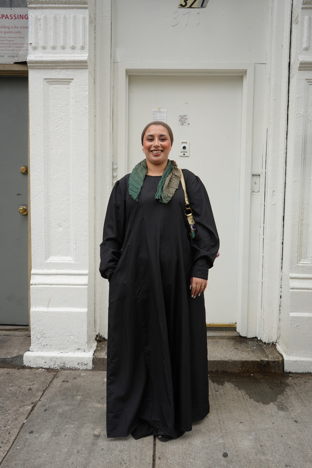 Solid Black Pocketed A-Line Abaya