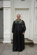 Solid Black Pocketed A-Line Abaya