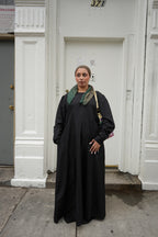 Solid Black Pocketed A-Line Abaya
