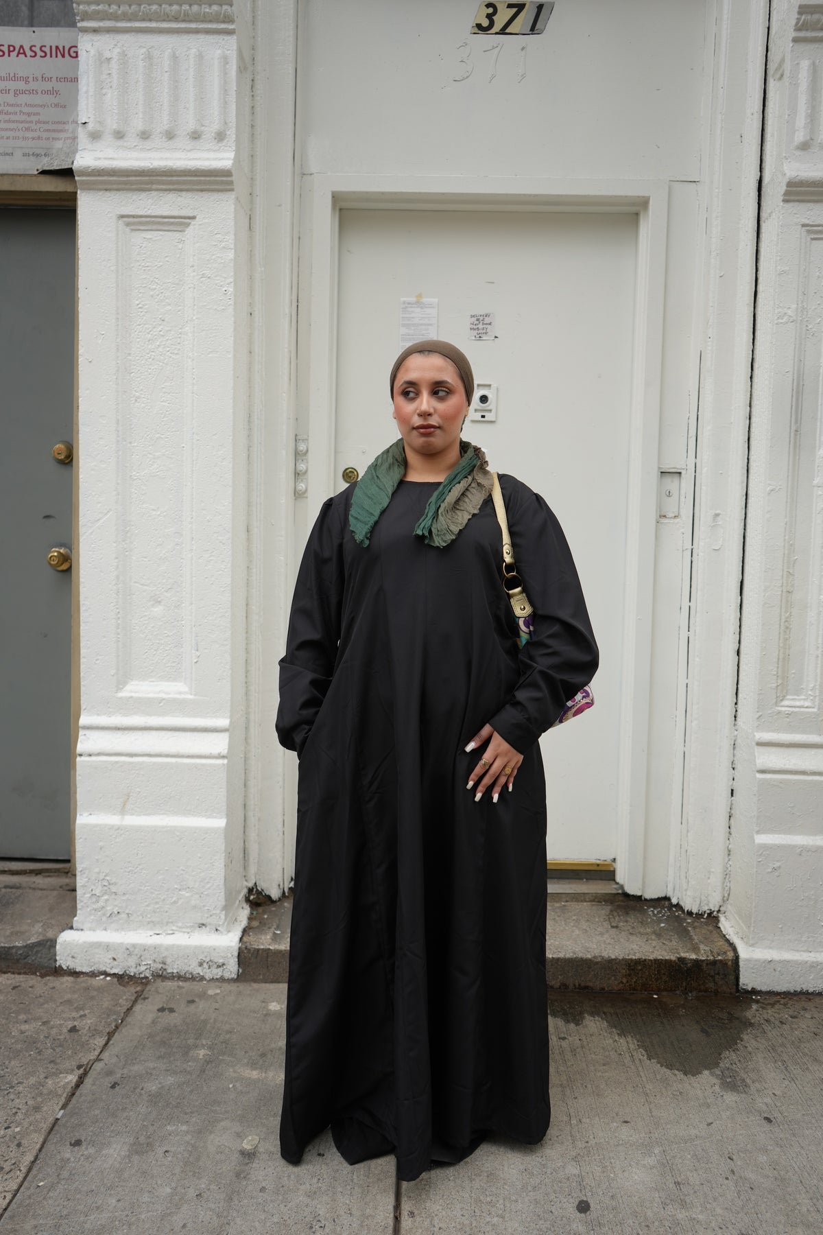Solid Black Pocketed A-Line Abaya