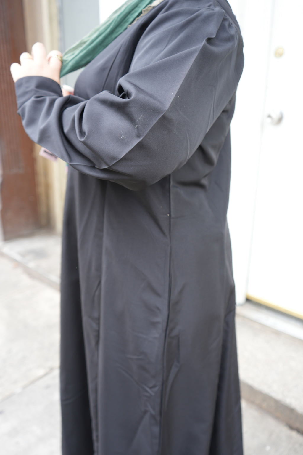 Solid Black Pocketed A-Line Abaya