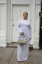 Lavender Light Purple Paneled Cotton Abaya Maxi Dress