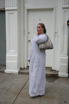 Lavender Light Purple Paneled Cotton Abaya Maxi Dress