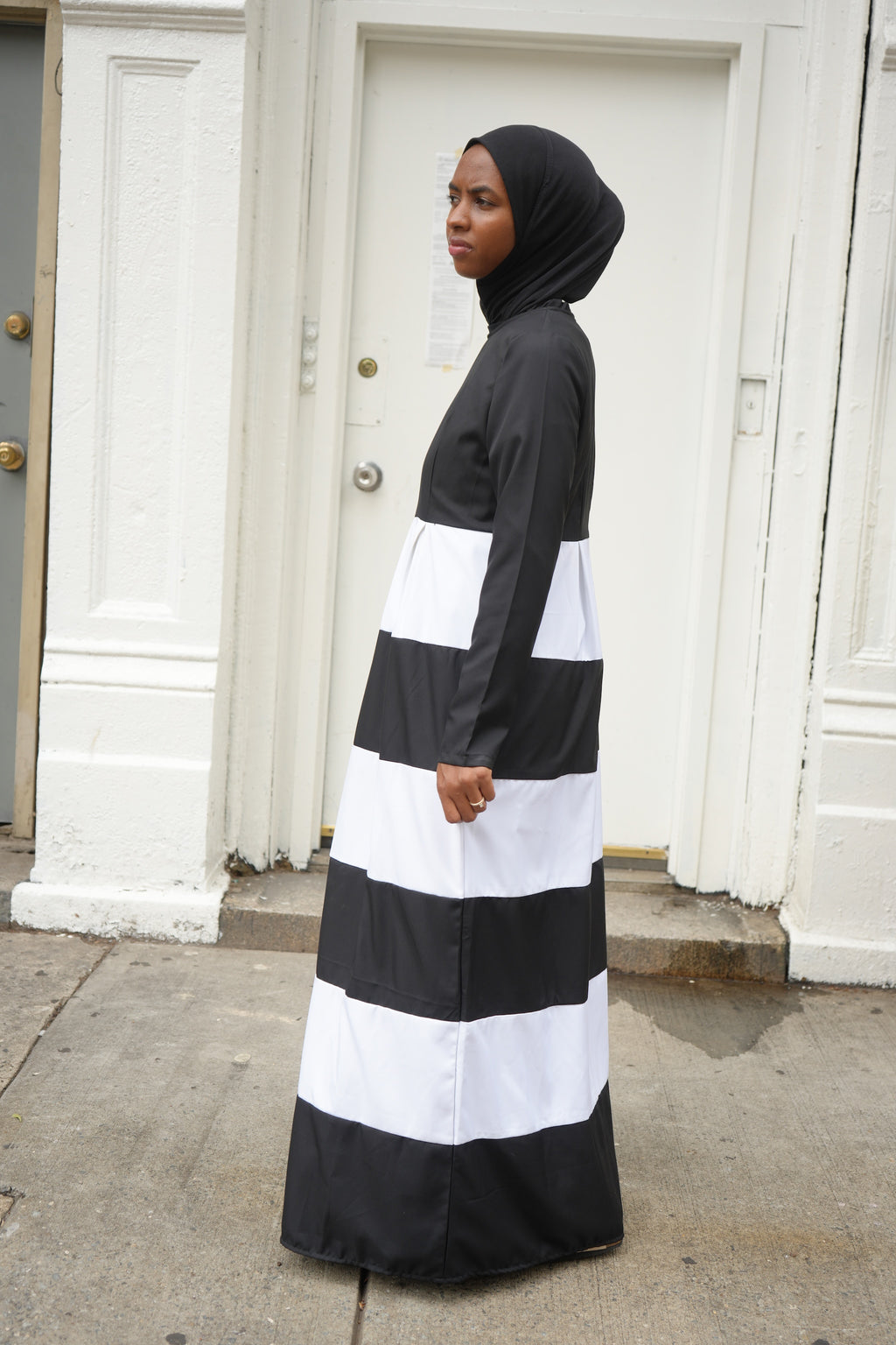 Black & White Bold Colorblock Striped Dress