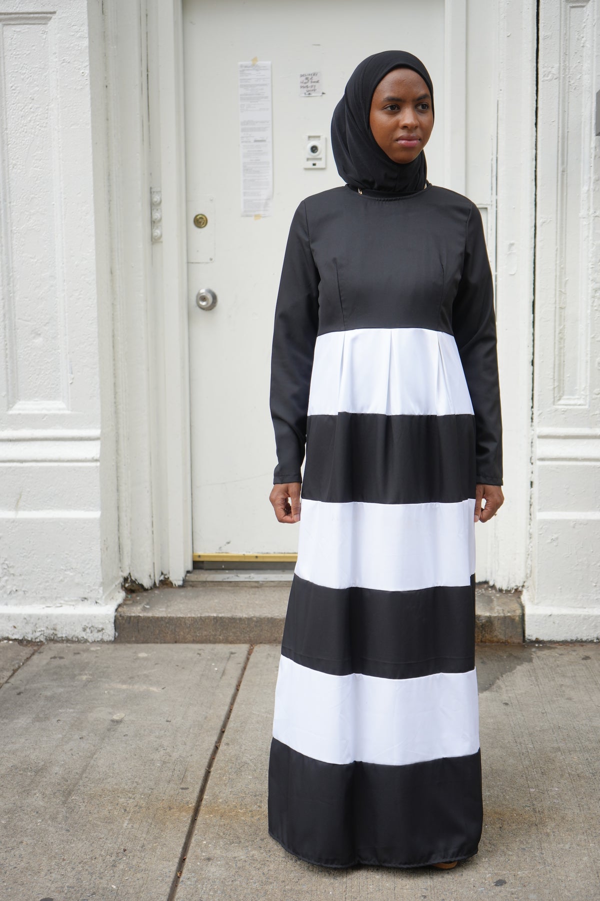 Black & White Bold Colorblock Striped Dress