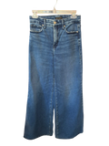 Good American High-Rise Wide-Leg Raw Hem Blue Jeans