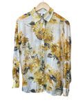 Sheer Floral Button-Down Long Sleeve Blouse