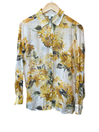 Sheer Floral Button-Down Long Sleeve Blouse