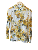 Sheer Floral Button-Down Long Sleeve Blouse
