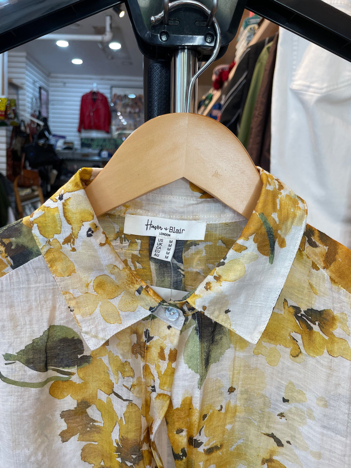 Sheer Floral Button-Down Long Sleeve Blouse