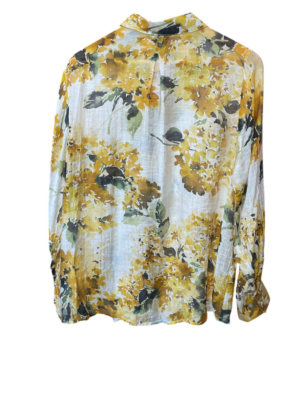 Sheer Floral Button-Down Long Sleeve Blouse