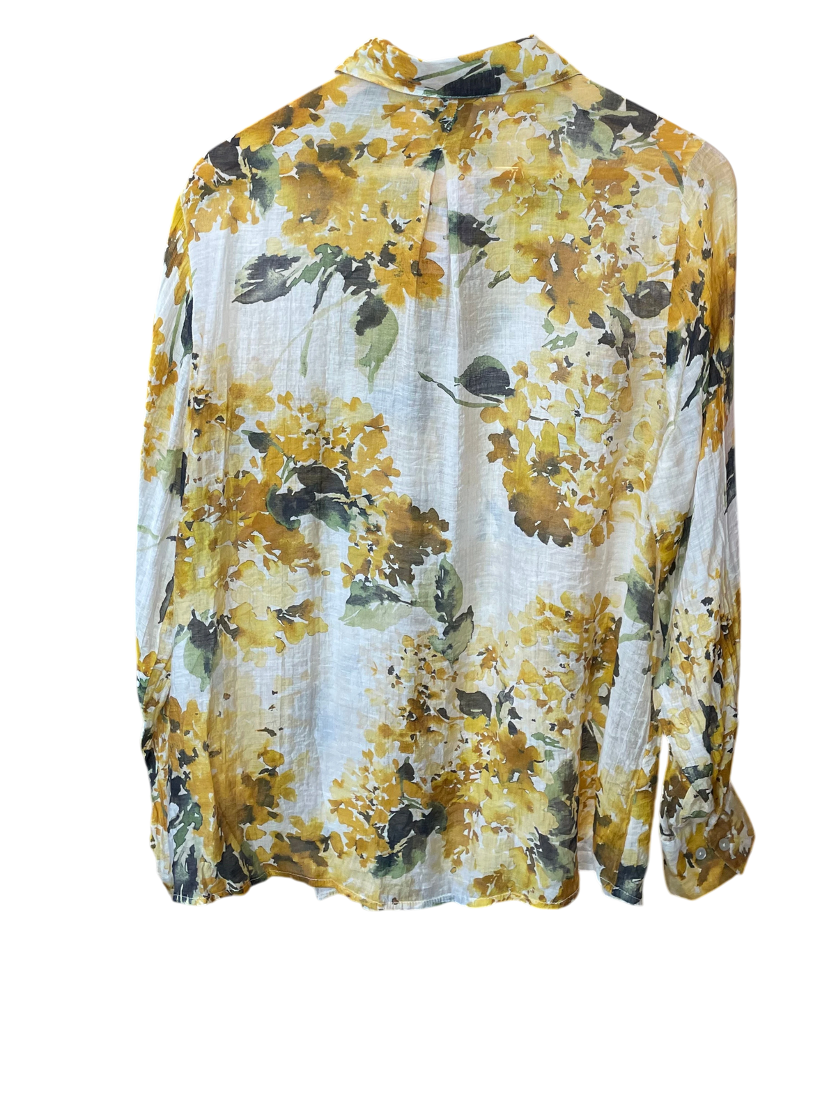 Sheer Floral Button-Down Long Sleeve Blouse