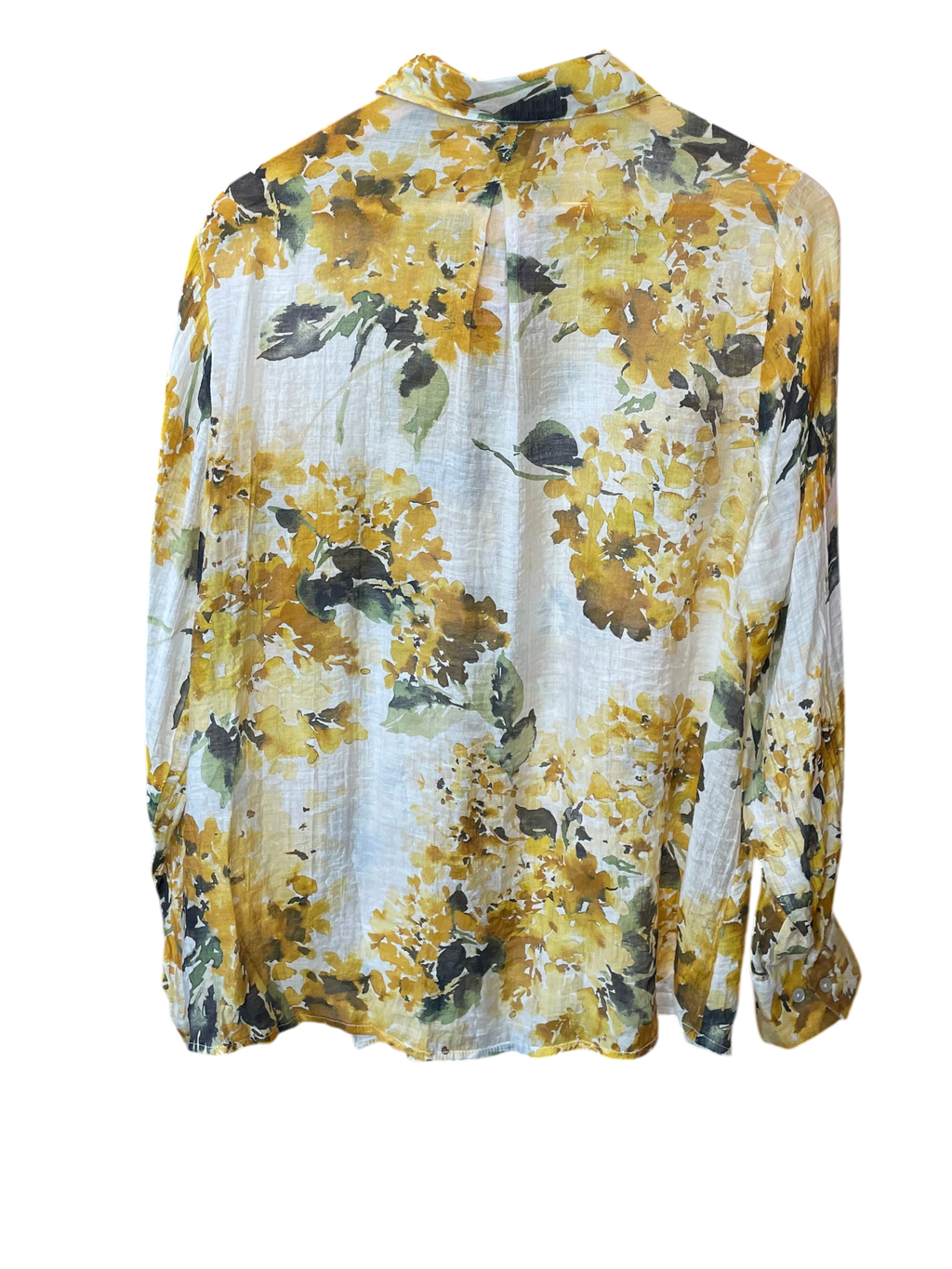 Sheer Floral Button-Down Long Sleeve Blouse
