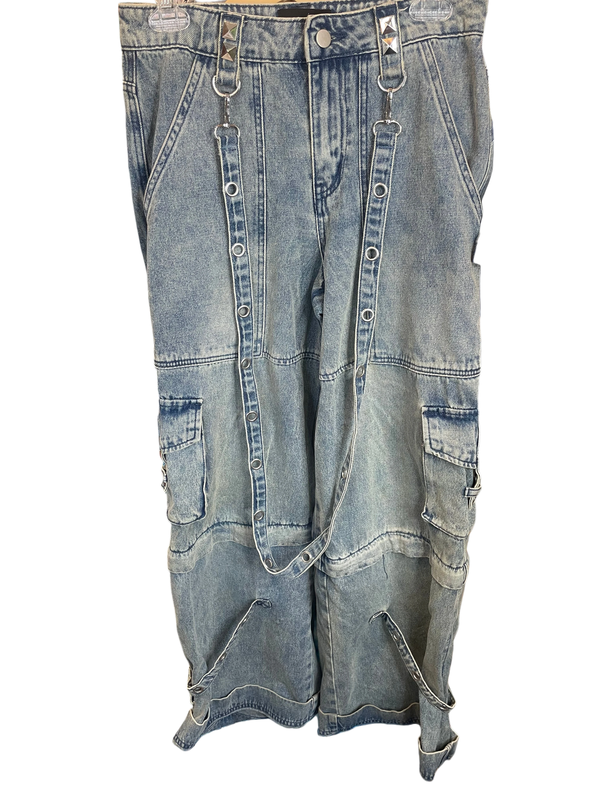 Light Wash Utility Cargo Denim Jeans