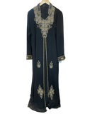 Black Gold & Pearl Beaded Intricate Kaftan Abaya