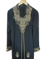Black Gold & Pearl Beaded Intricate Kaftan Abaya