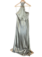 Sage Green Satin Halter Neck High-Slit Maxi Dress
