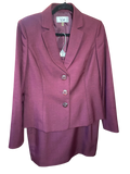 Le Suit Burgundy Textured 2-Piece Skirt Suit Set