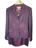 Le Suit Burgundy Metallic Woven 2-Piece Skirt Suit Set