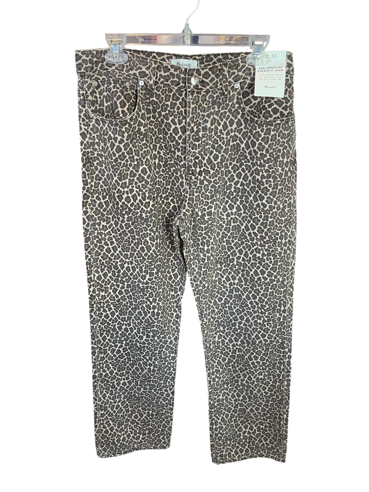 Madewell Leopard Print "The Longline" High-Rise Straight Jeans