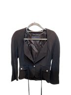 Mariella Burani Amuleti Black Tie-Accent Blazer Jacket