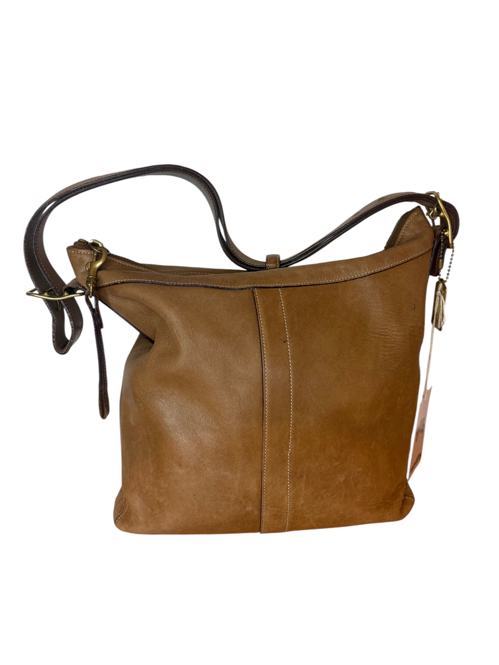 Vintage Coach British Tan Leather Ergonomic Hobo Shoulder Bag