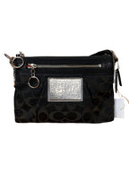 Coach Poppy Black Signature Jacquard Demi Crossbody Bag