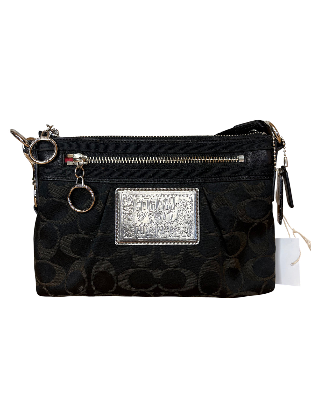 Coach Poppy Black Signature Jacquard Demi Crossbody Bag